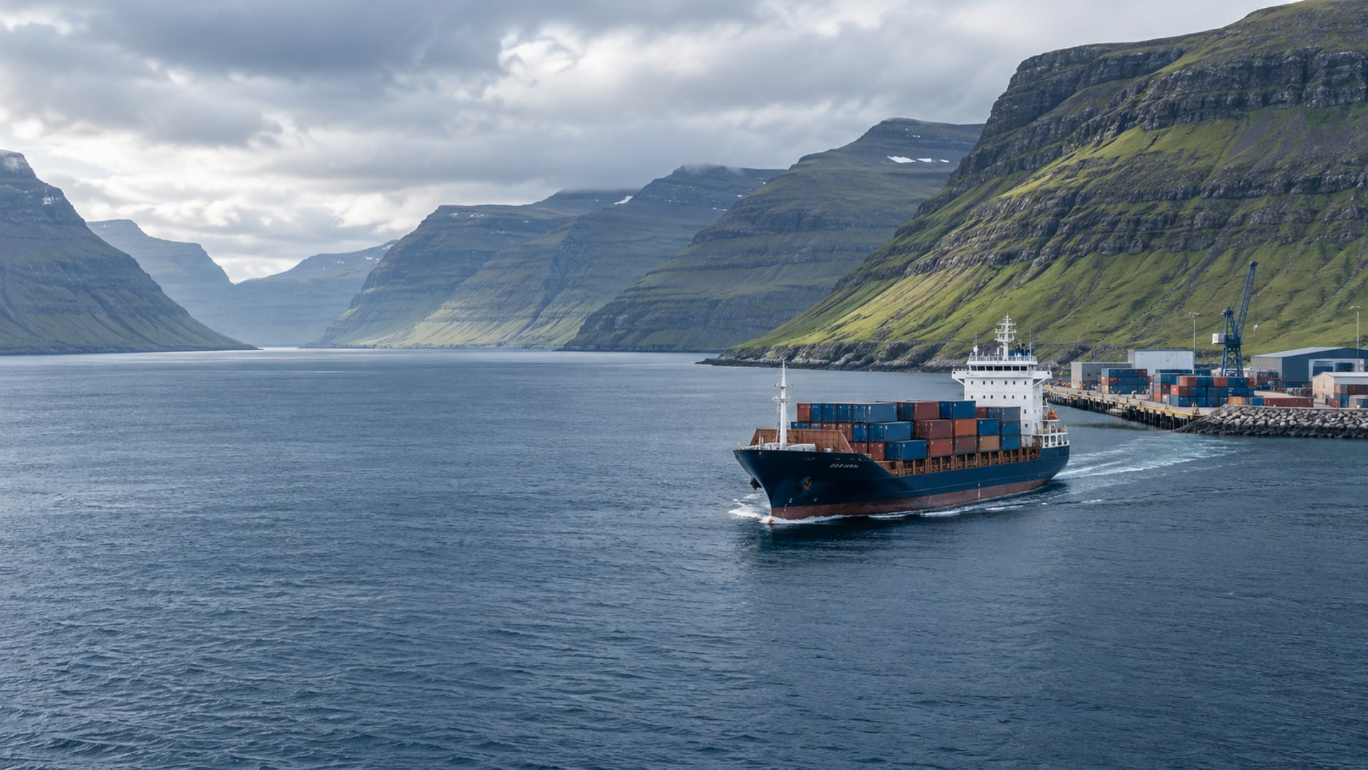 Farmaskip við bingjum í einum føroyskum firði